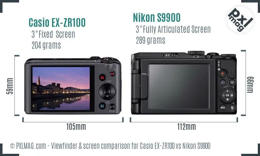 Casio EX-ZR100 vs Nikon S9900 Screen and Viewfinder comparison Casio EX-ZR100 vs Nikon S9900 Screen and Viewfinder comparison