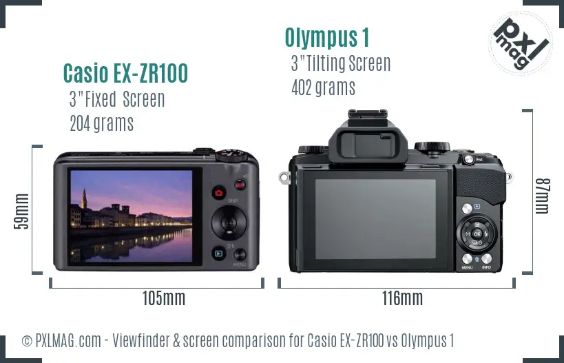 Casio EX-ZR100 vs Olympus 1 Screen and Viewfinder comparison Casio EX-ZR100 vs Olympus 1 Screen and Viewfinder comparison