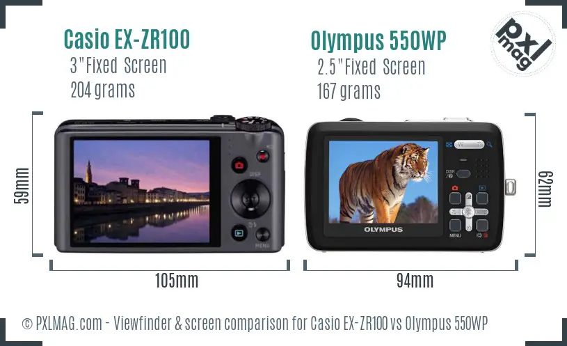 Casio EX-ZR100 vs Olympus 550WP Screen and Viewfinder comparison Casio EX-ZR100 vs Olympus 550WP Screen and Viewfinder comparison