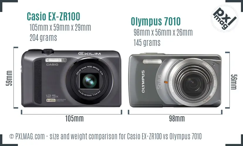 Casio EX-ZR100 vs Olympus 7010 size comparison