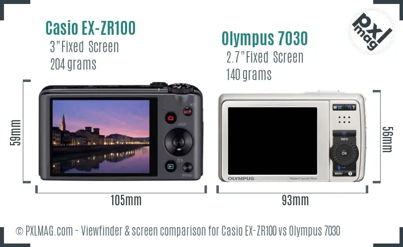 Casio EX-ZR100 vs Olympus 7030 Screen and Viewfinder comparison Casio EX-ZR100 vs Olympus 7030 Screen and Viewfinder comparison