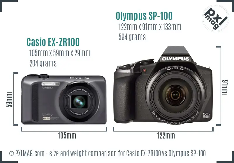 Casio EX-ZR100 vs Olympus SP-100 size comparison