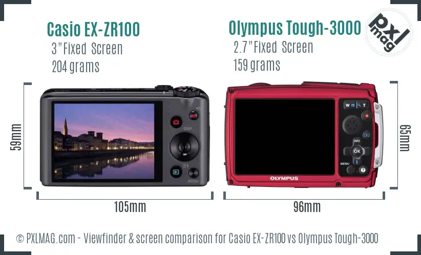 Casio EX-ZR100 vs Olympus Tough-3000 Screen and Viewfinder comparison Casio EX-ZR100 vs Olympus Tough-3000 Screen and Viewfinder comparison