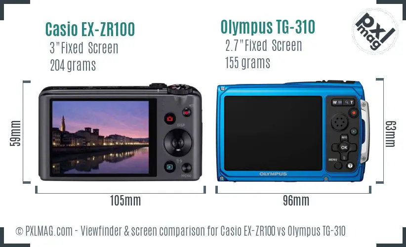 Casio EX-ZR100 vs Olympus TG-310 Screen and Viewfinder comparison Casio EX-ZR100 vs Olympus TG-310 Screen and Viewfinder comparison