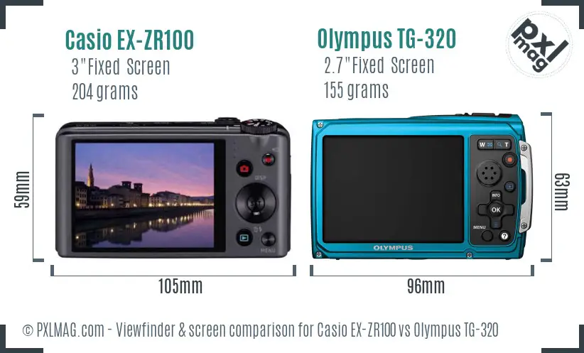 Casio EX-ZR100 vs Olympus TG-320 Screen and Viewfinder comparison
