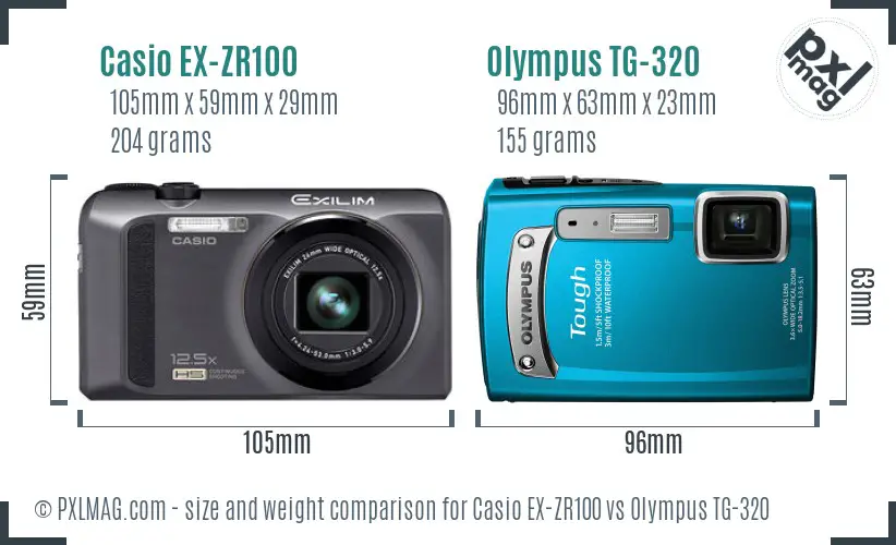 Casio EX-ZR100 vs Olympus TG-320 size comparison