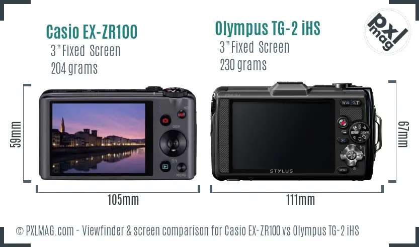 Casio EX-ZR100 vs Olympus TG-2 iHS Screen and Viewfinder comparison