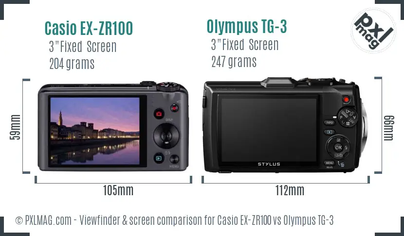 Casio EX-ZR100 vs Olympus TG-3 Screen and Viewfinder comparison Casio EX-ZR100 vs Olympus TG-3 Screen and Viewfinder comparison