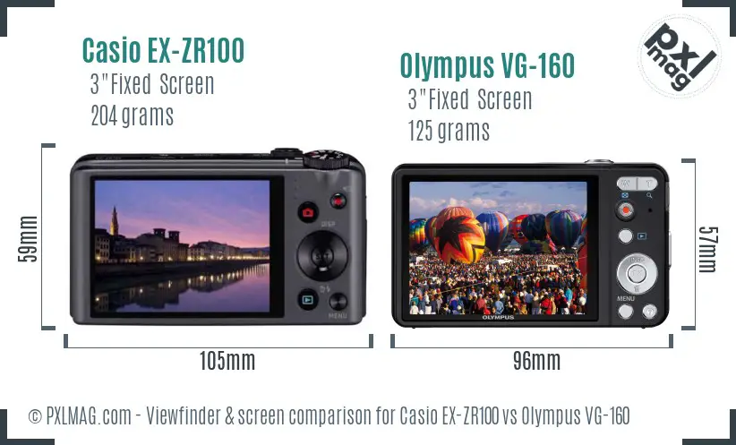Casio EX-ZR100 vs Olympus VG-160 Screen and Viewfinder comparison Casio EX-ZR100 vs Olympus VG-160 Screen and Viewfinder comparison