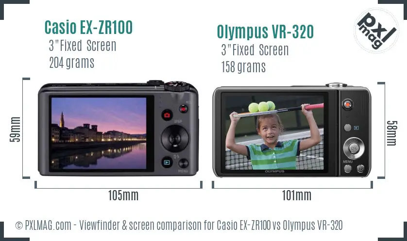 Casio EX-ZR100 vs Olympus VR-320 Screen and Viewfinder comparison