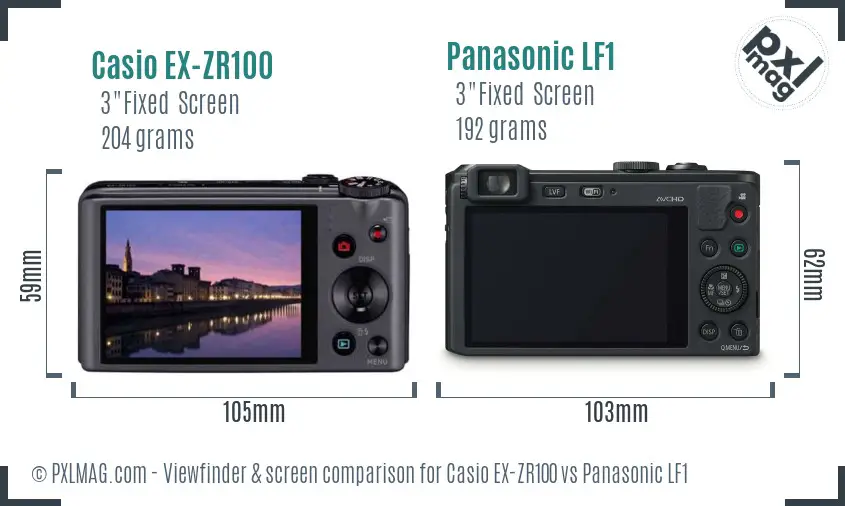 Casio EX-ZR100 vs Panasonic LF1 Screen and Viewfinder comparison Casio EX-ZR100 vs Panasonic LF1 Screen and Viewfinder comparison