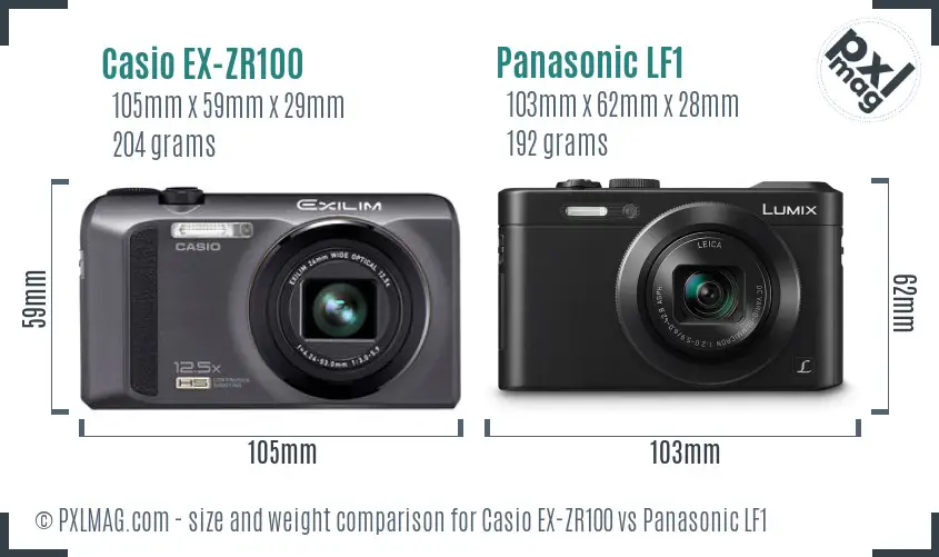 Casio EX-ZR100 vs Panasonic LF1 size comparison Casio EX-ZR100 vs Panasonic LF1 size comparison