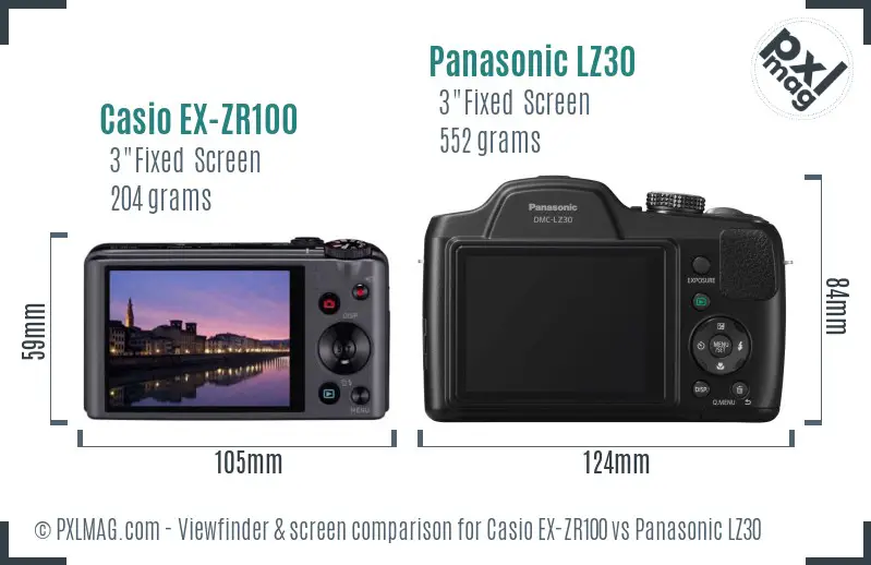 Casio EX-ZR100 vs Panasonic LZ30 Screen and Viewfinder comparison Casio EX-ZR100 vs Panasonic LZ30 Screen and Viewfinder comparison