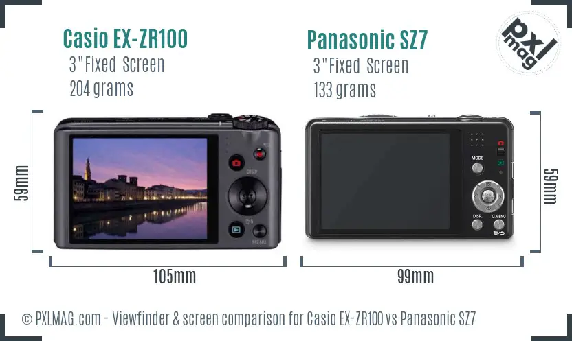 Casio EX-ZR100 vs Panasonic SZ7 Screen and Viewfinder comparison Casio EX-ZR100 vs Panasonic SZ7 Screen and Viewfinder comparison
