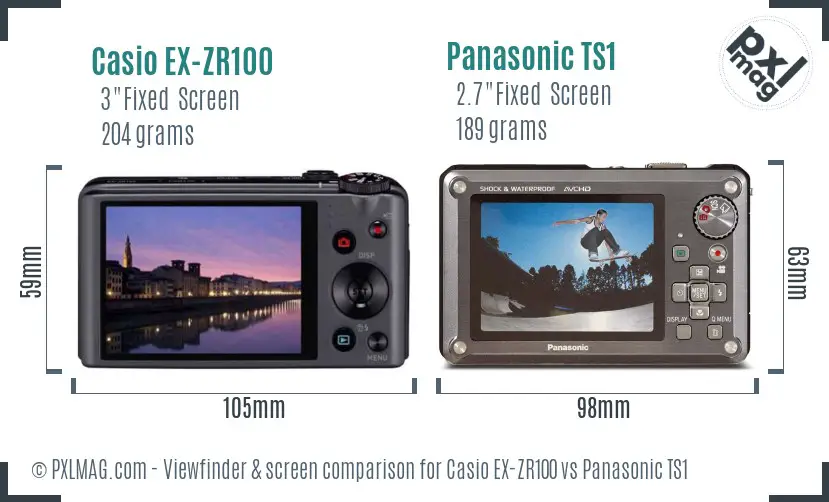 Casio EX-ZR100 vs Panasonic TS1 Screen and Viewfinder comparison