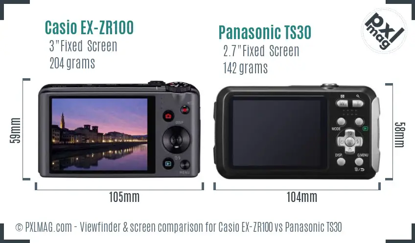 Casio EX-ZR100 vs Panasonic TS30 Screen and Viewfinder comparison Casio EX-ZR100 vs Panasonic TS30 Screen and Viewfinder comparison
