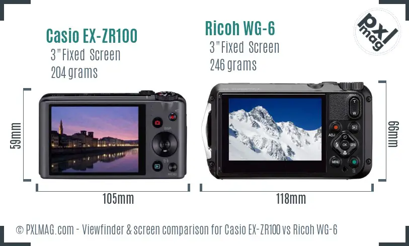 Casio EX-ZR100 vs Ricoh WG-6 Screen and Viewfinder comparison