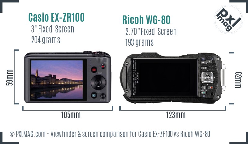 Casio EX-ZR100 vs Ricoh WG-80 Screen and Viewfinder comparison