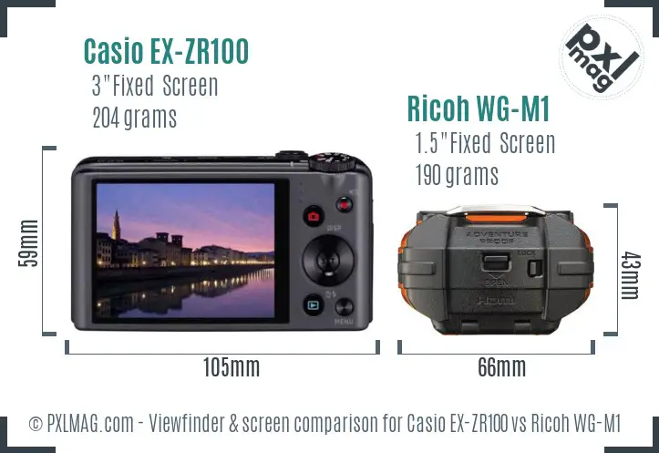 Casio EX-ZR100 vs Ricoh WG-M1 Screen and Viewfinder comparison