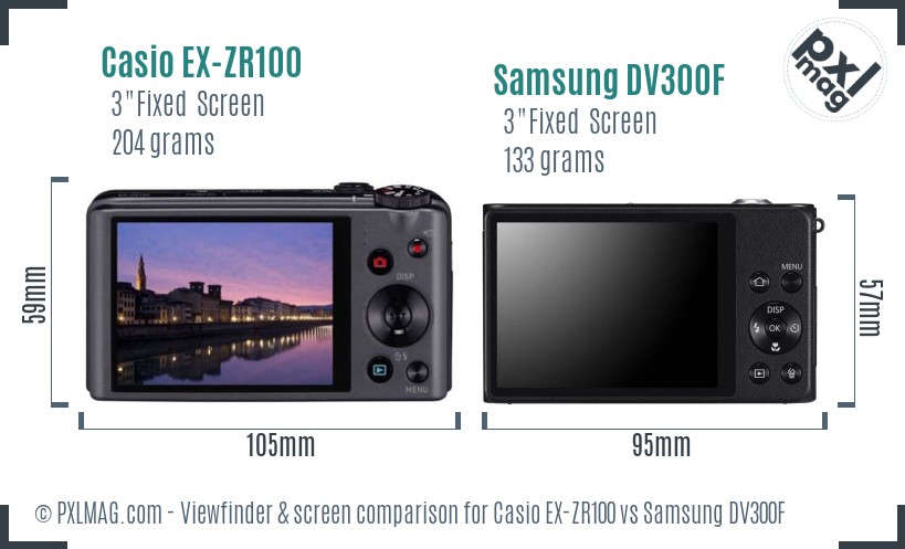 Casio EX-ZR100 vs Samsung DV300F Screen and Viewfinder comparison