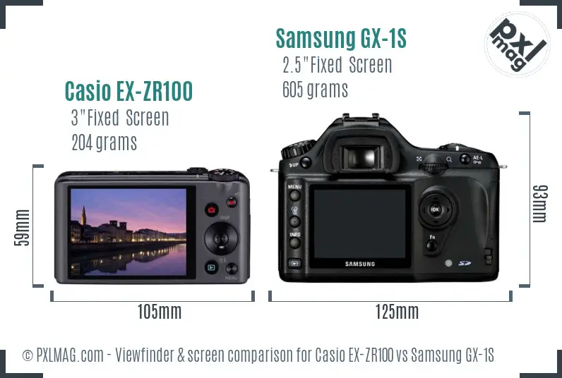 Casio EX-ZR100 vs Samsung GX-1S Screen and Viewfinder comparison Casio EX-ZR100 vs Samsung GX-1S Screen and Viewfinder comparison