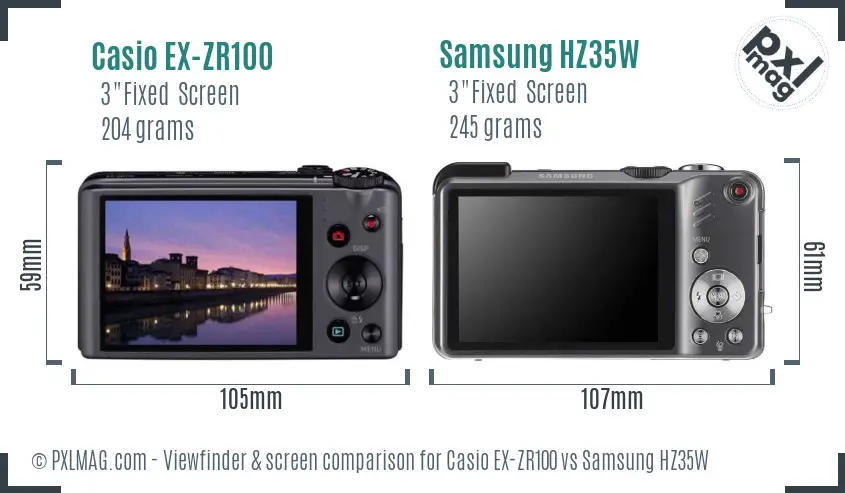 Casio EX-ZR100 vs Samsung HZ35W Screen and Viewfinder comparison Casio EX-ZR100 vs Samsung HZ35W Screen and Viewfinder comparison