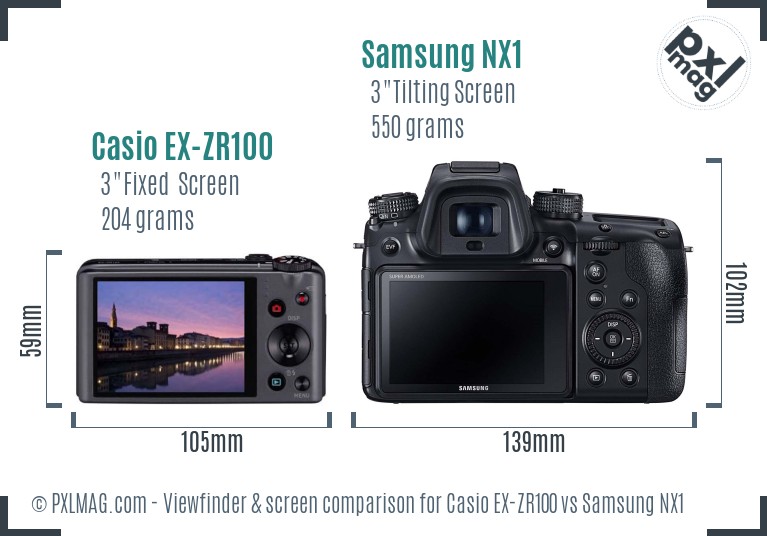 Casio EX-ZR100 vs Samsung NX1 Screen and Viewfinder comparison