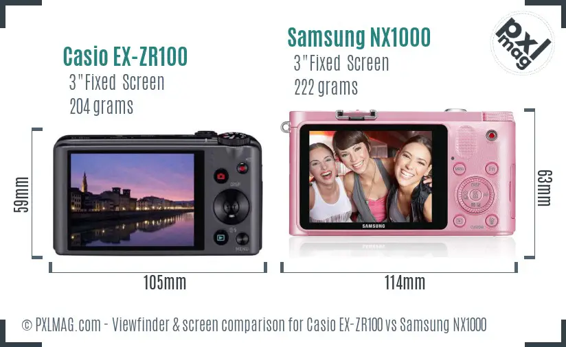 Casio EX-ZR100 vs Samsung NX1000 Screen and Viewfinder comparison Casio EX-ZR100 vs Samsung NX1000 Screen and Viewfinder comparison