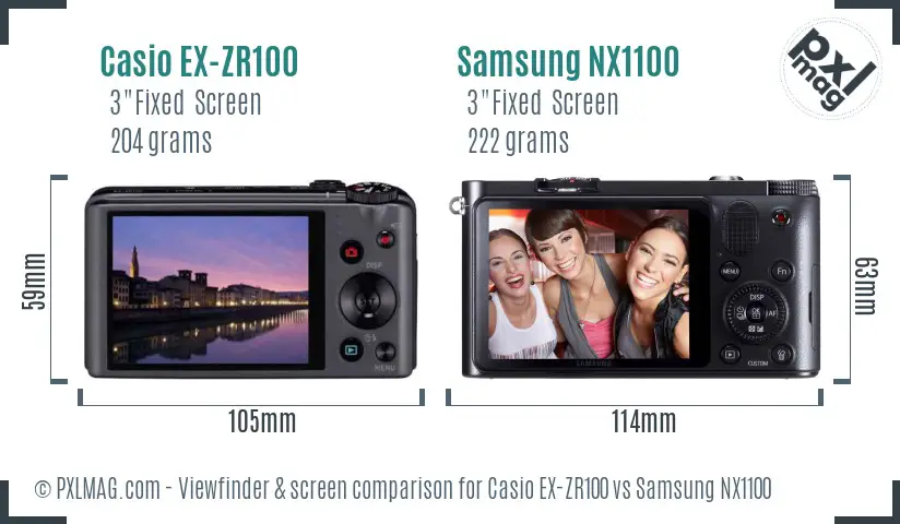 Casio EX-ZR100 vs Samsung NX1100 Screen and Viewfinder comparison Casio EX-ZR100 vs Samsung NX1100 Screen and Viewfinder comparison