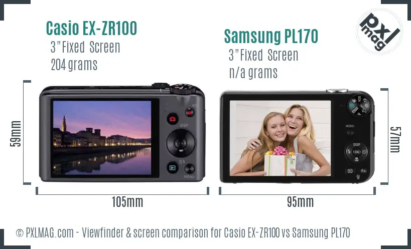 Casio EX-ZR100 vs Samsung PL170 Screen and Viewfinder comparison