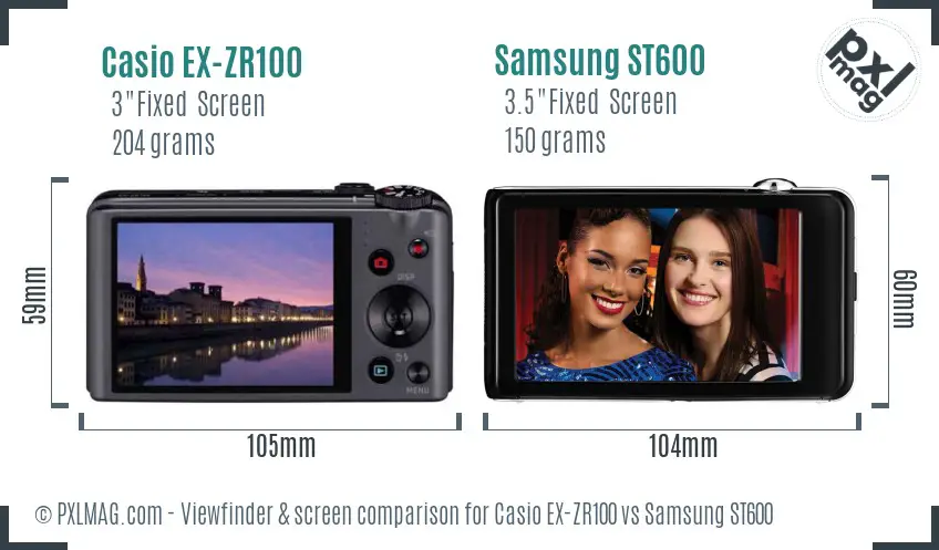 Casio EX-ZR100 vs Samsung ST600 Screen and Viewfinder comparison