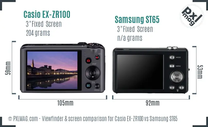 Casio EX-ZR100 vs Samsung ST65 Screen and Viewfinder comparison Casio EX-ZR100 vs Samsung ST65 Screen and Viewfinder comparison