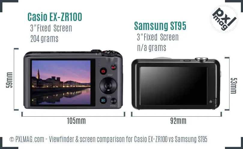 Casio EX-ZR100 vs Samsung ST95 Screen and Viewfinder comparison Casio EX-ZR100 vs Samsung ST95 Screen and Viewfinder comparison