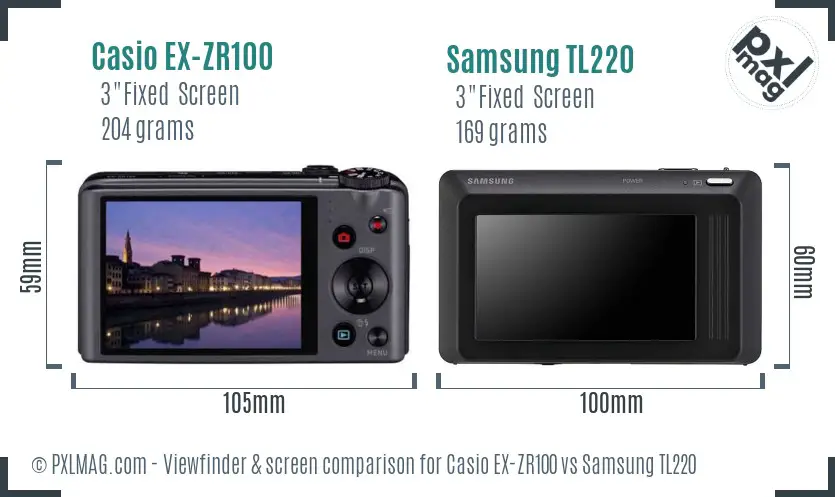 Casio EX-ZR100 vs Samsung TL220 Screen and Viewfinder comparison