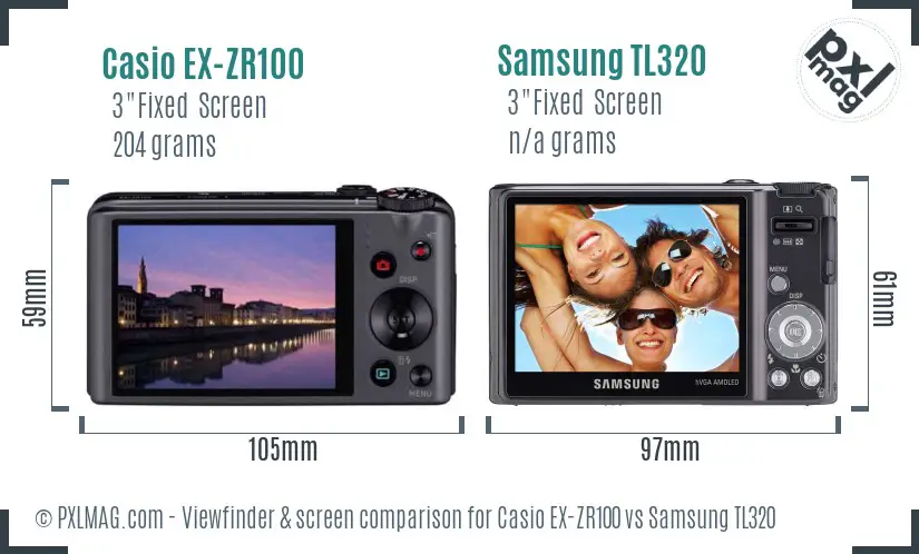 Casio EX-ZR100 vs Samsung TL320 Screen and Viewfinder comparison Casio EX-ZR100 vs Samsung TL320 Screen and Viewfinder comparison