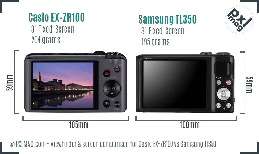Casio EX-ZR100 vs Samsung TL350 Screen and Viewfinder comparison