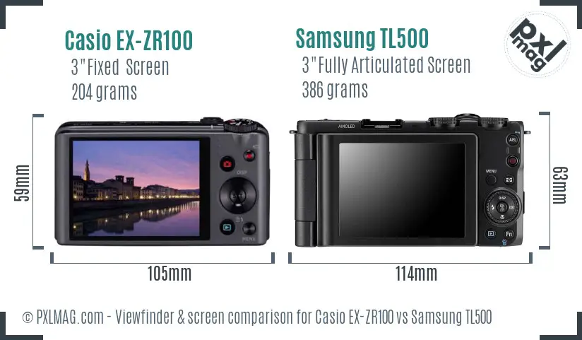 Casio EX-ZR100 vs Samsung TL500 Screen and Viewfinder comparison Casio EX-ZR100 vs Samsung TL500 Screen and Viewfinder comparison
