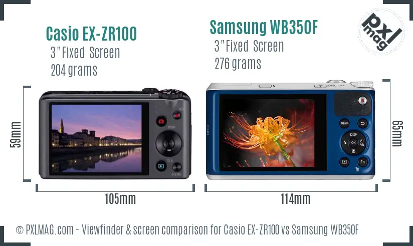 Casio EX-ZR100 vs Samsung WB350F Screen and Viewfinder comparison