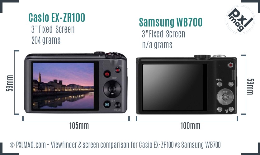 Casio EX-ZR100 vs Samsung WB700 Screen and Viewfinder comparison