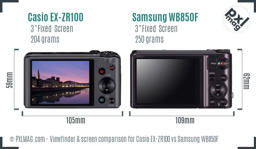 Casio EX-ZR100 vs Samsung WB850F Screen and Viewfinder comparison Casio EX-ZR100 vs Samsung WB850F Screen and Viewfinder comparison