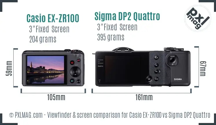 Casio EX-ZR100 vs Sigma DP2 Quattro Screen and Viewfinder comparison Casio EX-ZR100 vs Sigma DP2 Quattro Screen and Viewfinder comparison