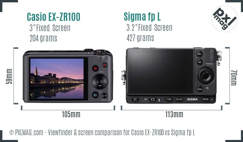 Casio EX-ZR100 vs Sigma fp L Screen and Viewfinder comparison Casio EX-ZR100 vs Sigma fp L Screen and Viewfinder comparison