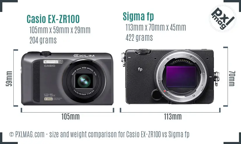 Casio EX-ZR100 vs Sigma fp size comparison Casio EX-ZR100 vs Sigma fp size comparison