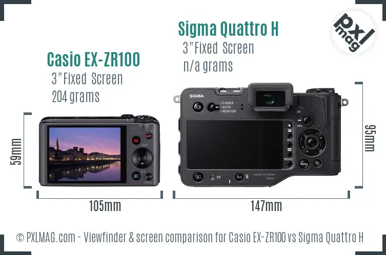 Casio EX-ZR100 vs Sigma Quattro H Screen and Viewfinder comparison