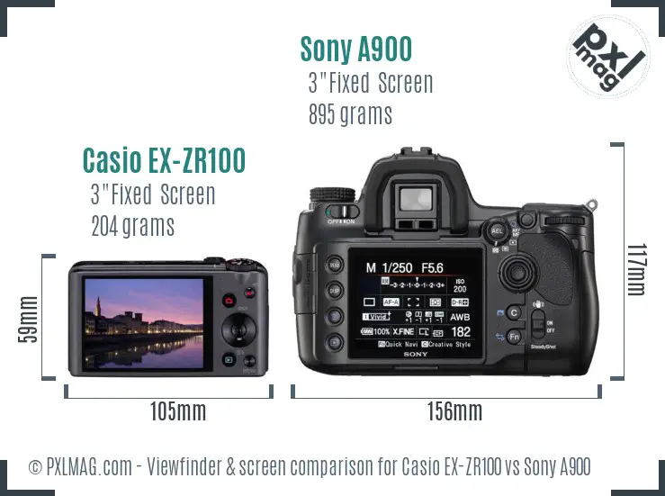 Back screen comparison: Sony A900 (left) offers higher resolution than Casio EX-ZR100 (right)