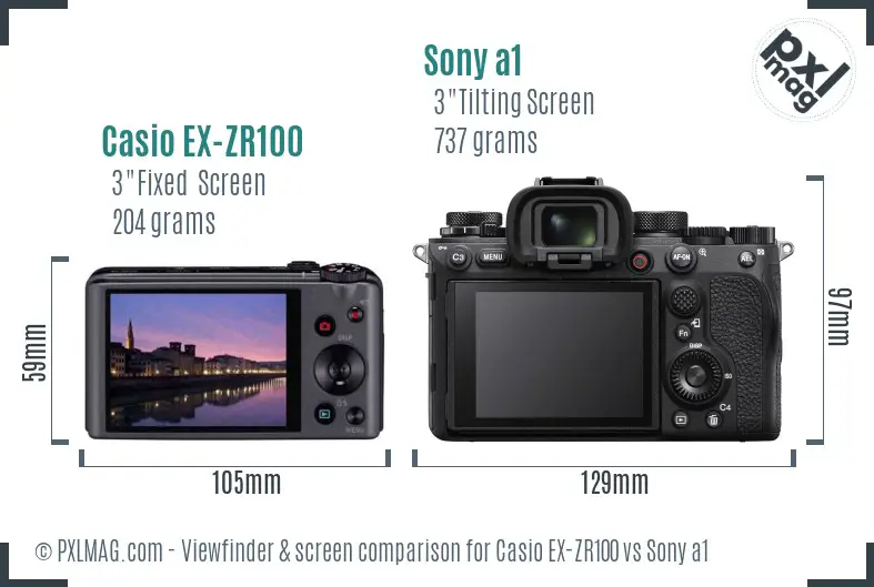 Casio EX-ZR100 vs Sony a1 Screen and Viewfinder comparison Casio EX-ZR100 vs Sony a1 Screen and Viewfinder comparison