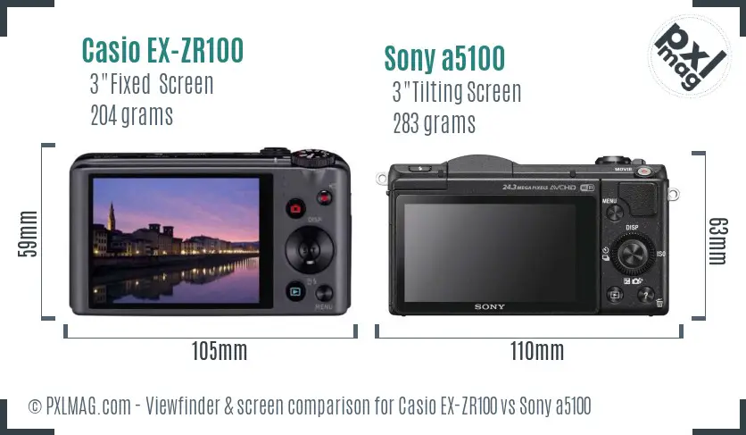 Casio EX-ZR100 vs Sony a5100 Screen and Viewfinder comparison