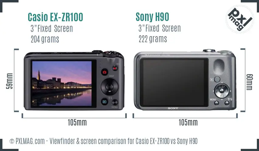 Casio EX-ZR100 vs Sony H90 Screen and Viewfinder comparison Casio EX-ZR100 vs Sony H90 Screen and Viewfinder comparison