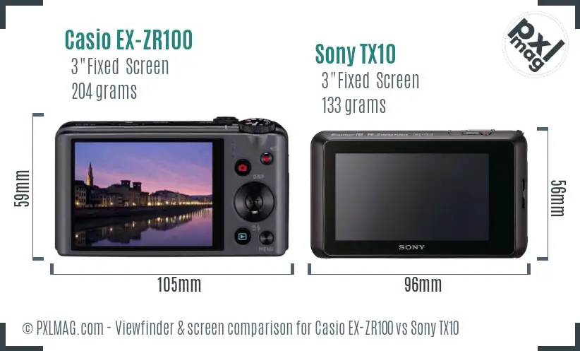 Casio EX-ZR100 vs Sony TX10 Screen and Viewfinder comparison Casio EX-ZR100 vs Sony TX10 Screen and Viewfinder comparison