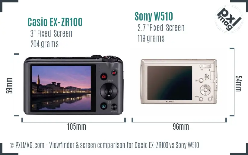 Casio EX-ZR100 vs Sony W510 Screen and Viewfinder comparison Casio EX-ZR100 vs Sony W510 Screen and Viewfinder comparison